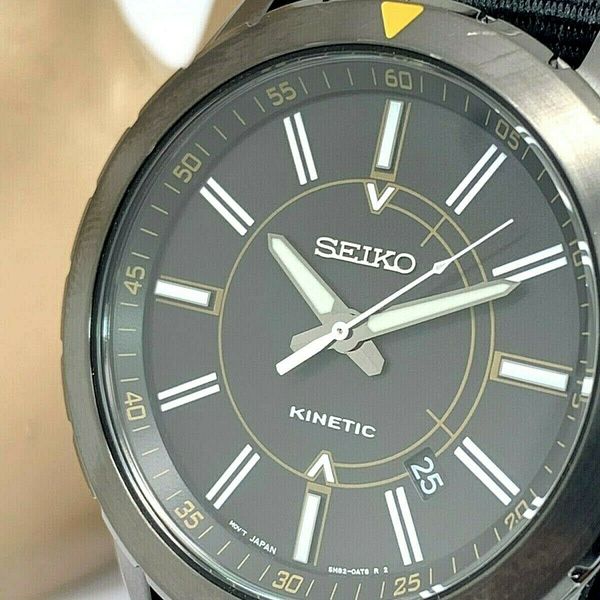 Seiko SKA705 Men's Kinetic Stainless Steel Case 42mm Black Dial Nylon Band  Watch | WatchCharts