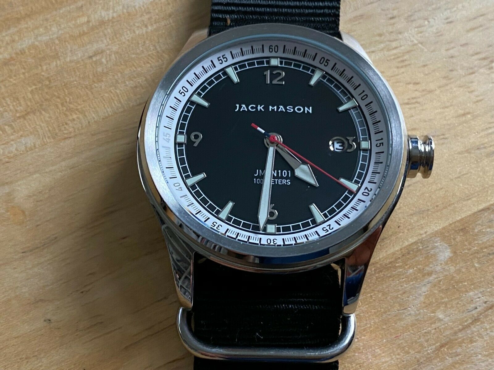 Jack Mason JM-N101 Men 100m Steel NATO Band Analog Quartz Watch 