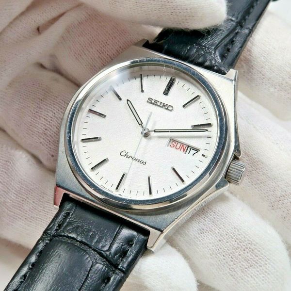 Vintage SEIKO CHRONOS 5H23-7060 QUARTZ STAINLESS Mens Watch JAPAN ...