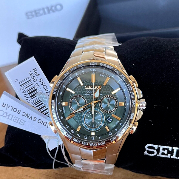 SEIKO Solar RADIO SYNC COUTURA Green Dial Chronograph Men's