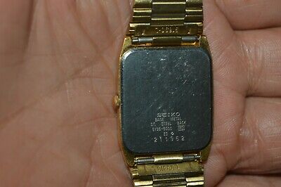 Vintage SEIKO SX Watch 5Y95-5000 Quartz Unisex Black Dial Gold
