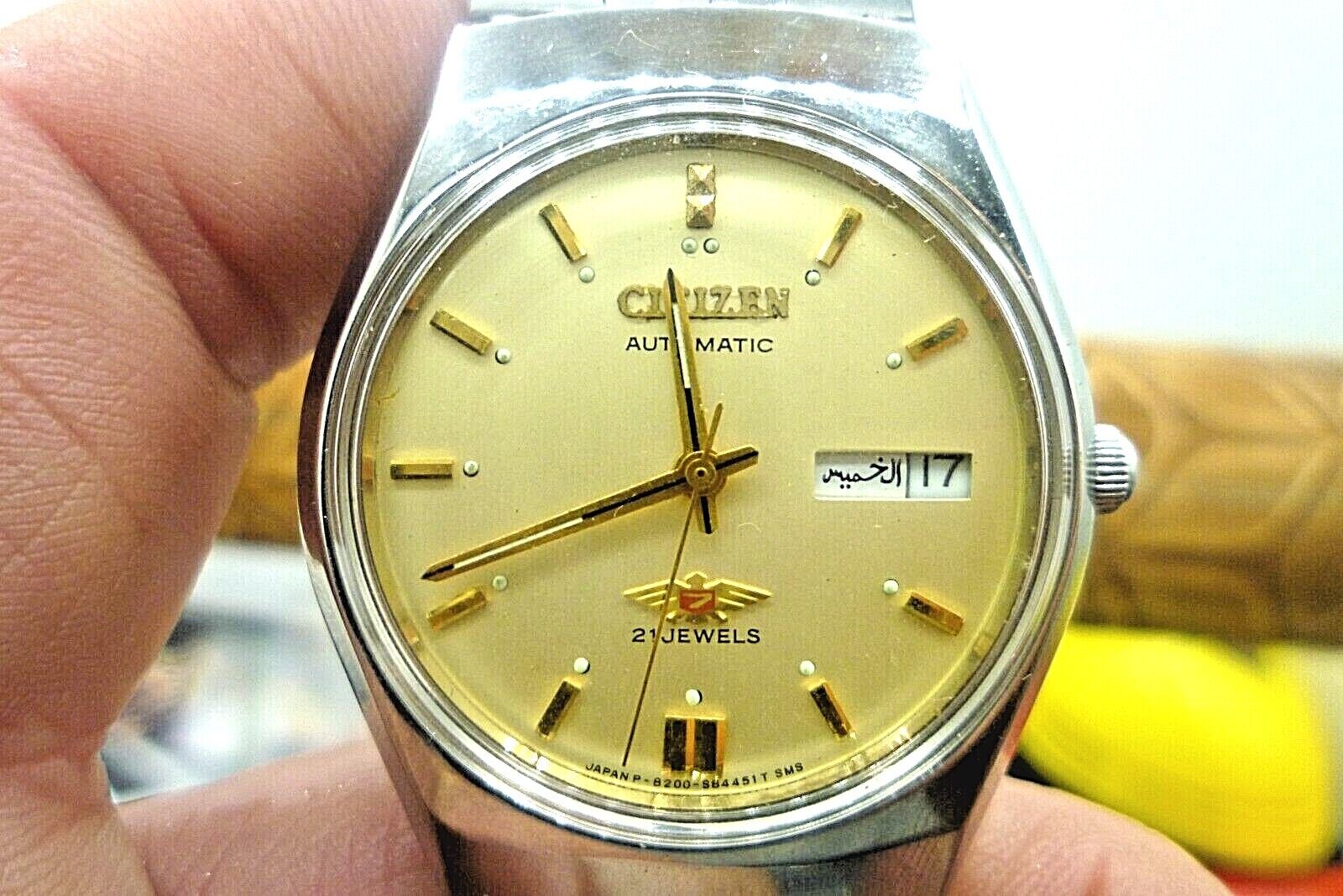 Mens 34mm CITIZEN EAGLE 7 21j Automatic 4-823729 SS 7