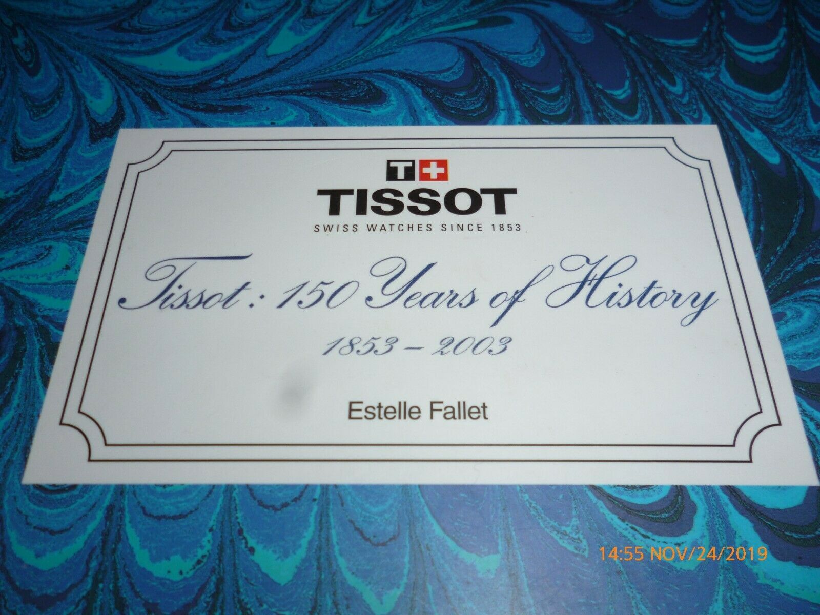 TISSOT 150 YEARS OF HISTORY 1853 2003 ESTELLE FALLET SWISS WATCHES