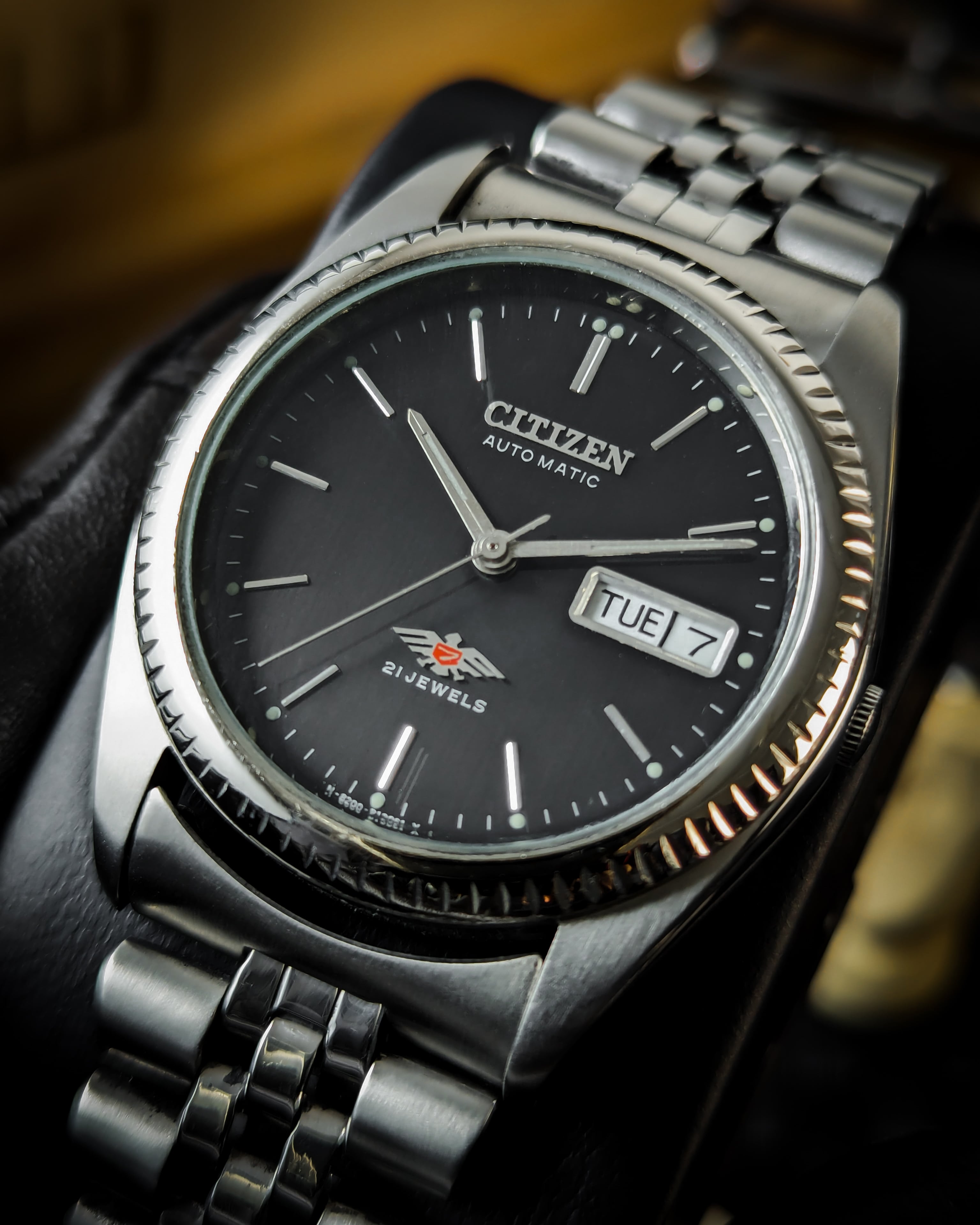 WTS] Vintage Citizen Automatic Eagle -Fluted Bezel Black Dial - 4 