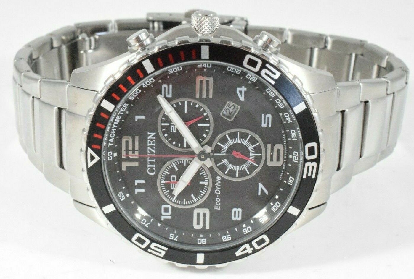 Mens Citizen Eco-Drive Stainless Steel Chronograph Watch - H500