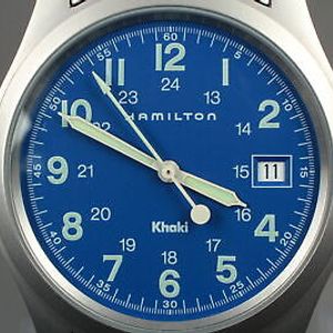 MINT] Hamilton Khaki Field 6361 Blue Dial QZ S.S Band Men's Watch
