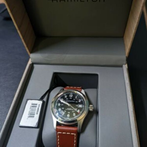 Hamilton Khaki Field Men's Black Watch with Brown Leather Band ...