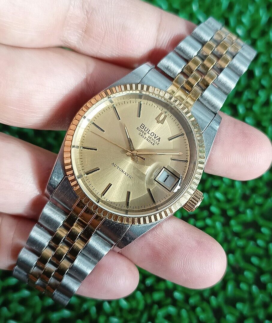 RARE VINTAGE BULOVA SUPER SEVILLE CALENDAR AUTOMATIC SWISS