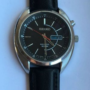 Seiko Kinetic Day Date Men’s Wrist Watch Blue 2024 Dial 5M63-0AK0 Tested Works