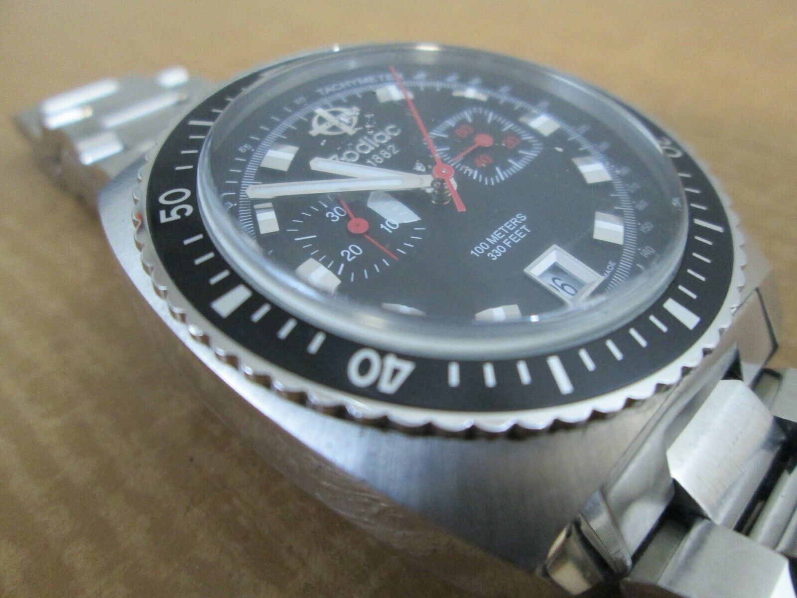 Vintage Mens Zodiac Seadragon Z02258 Chronograph Watch Sea Dragon