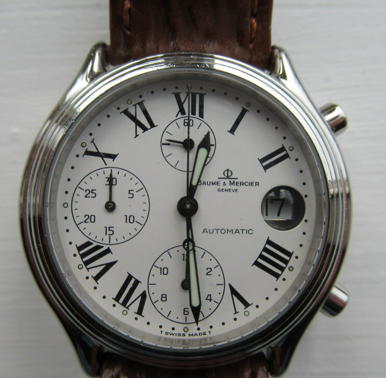 Men s Baume Mercier Baumatic 6103 Chronograph recent complete overhaul WatchCharts Marketplace