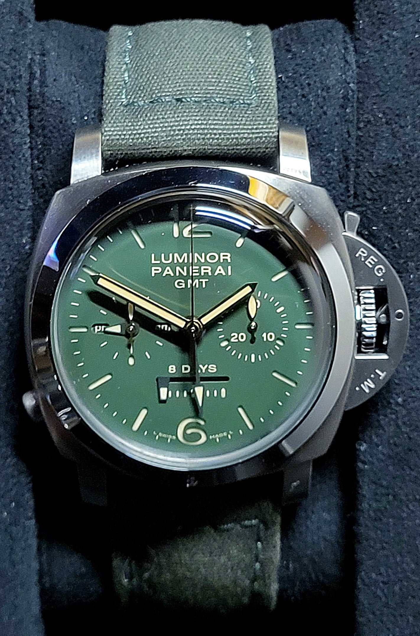 Panerai Luminor 1950 GMT Green Chrono Monopulsante 8 Days 44mm