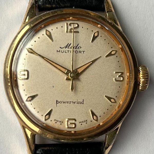 Montre Vintage Sunset Automatique 17 Rubis – Boîtier Doré 34mm, Cuir Noir, Unisexe