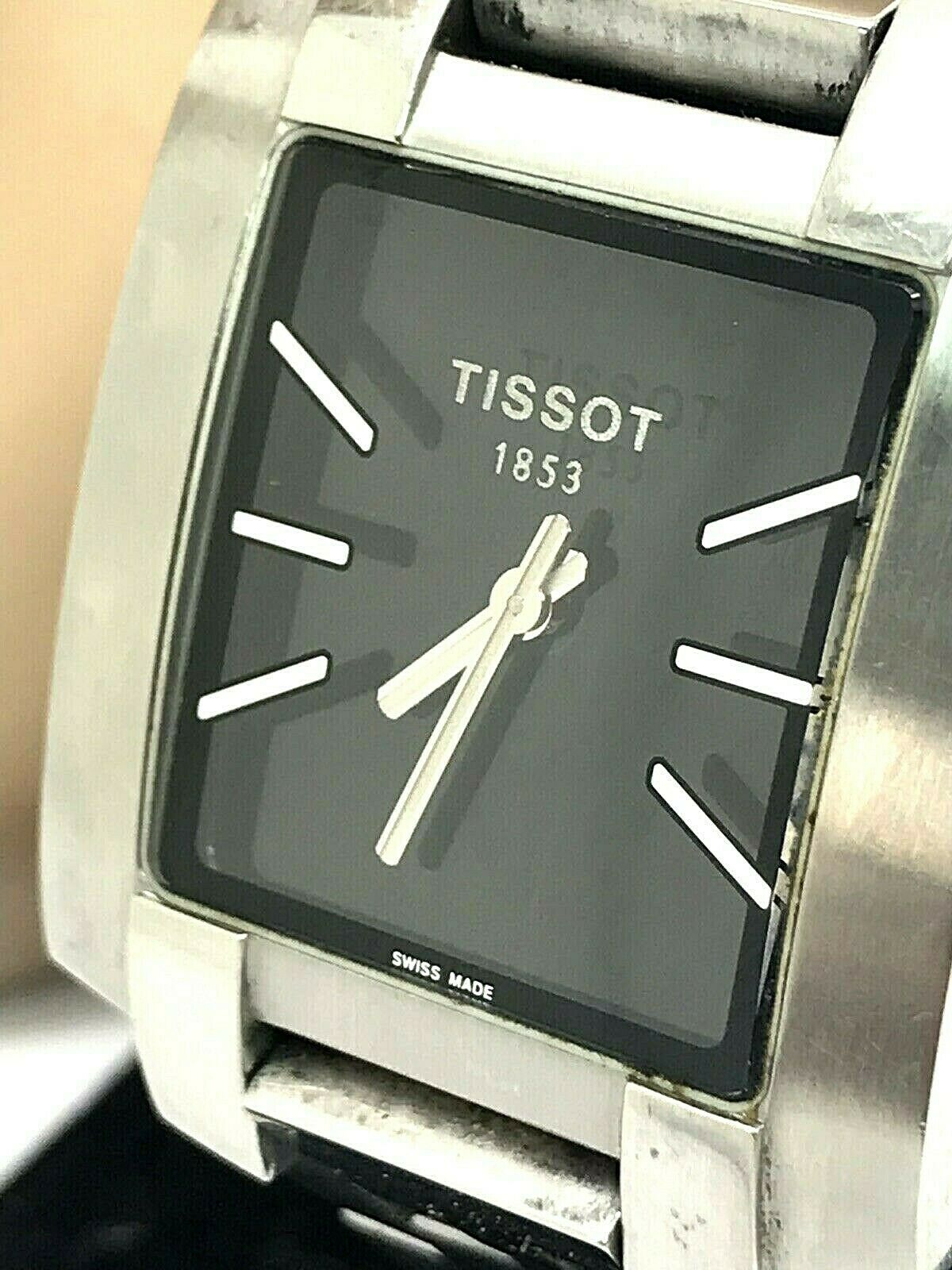 Tissot 1853 Black Dial Swiss Quartz Silver L890 990K Mens Watch