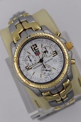 Tag Heuer Watch Mens CT1151 Link 18K Gold Mint White 2 Tone