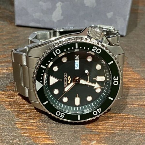 Seiko 5 Sports stainless steel 42mm Men's watch green dial SRPD63 ...