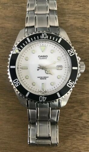 CASIO レジスター VER-26 ホワイト Casio 1346 MTD-1010 Water Resistant 100M Divers Style White Face