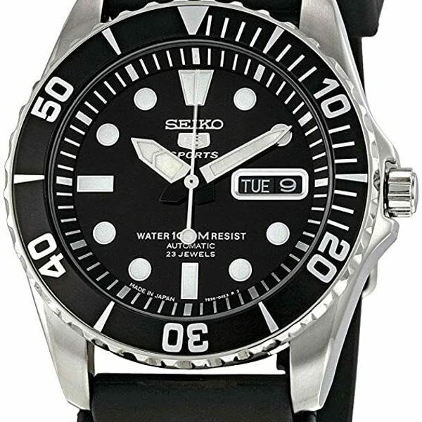 Seiko 5 Sports Automatic 100M Resin Band Japan Made Diver Men's Watch ...