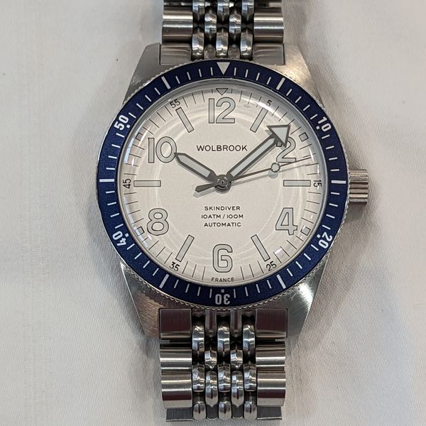 [350 USD] Wolbrook Skin Diver Blue Bezel, White Dial With BOR