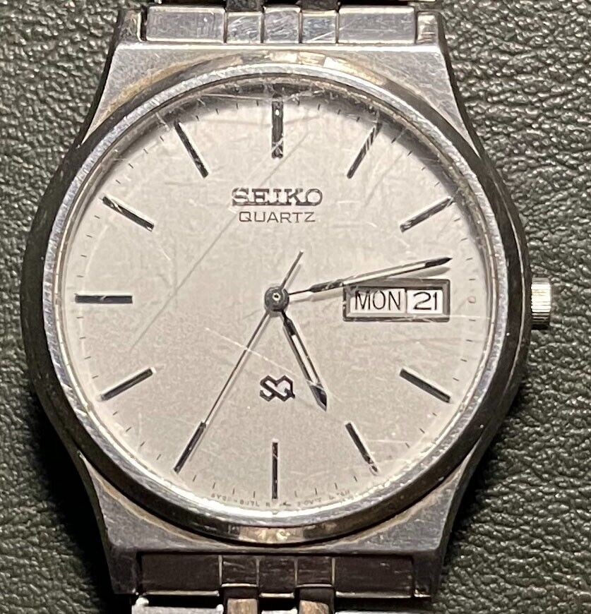 Vintage SEIKO 5Y23 8A70 SQ Day Date Men s Quartz Watch Working