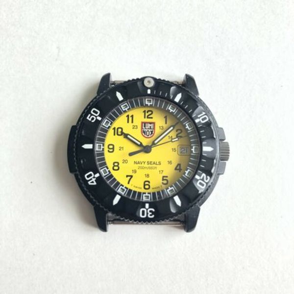 Luminox Mens Navy Seal Watch 3H MBM 200m Yellow Dial Good Cond No Band