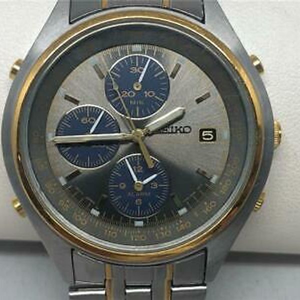 MANS SEIKO 7T32-7C69 CHRONOGRAPH ALARM WATCH STAINLESS TWO TONE RUNS  PRE-OWNED | WatchCharts