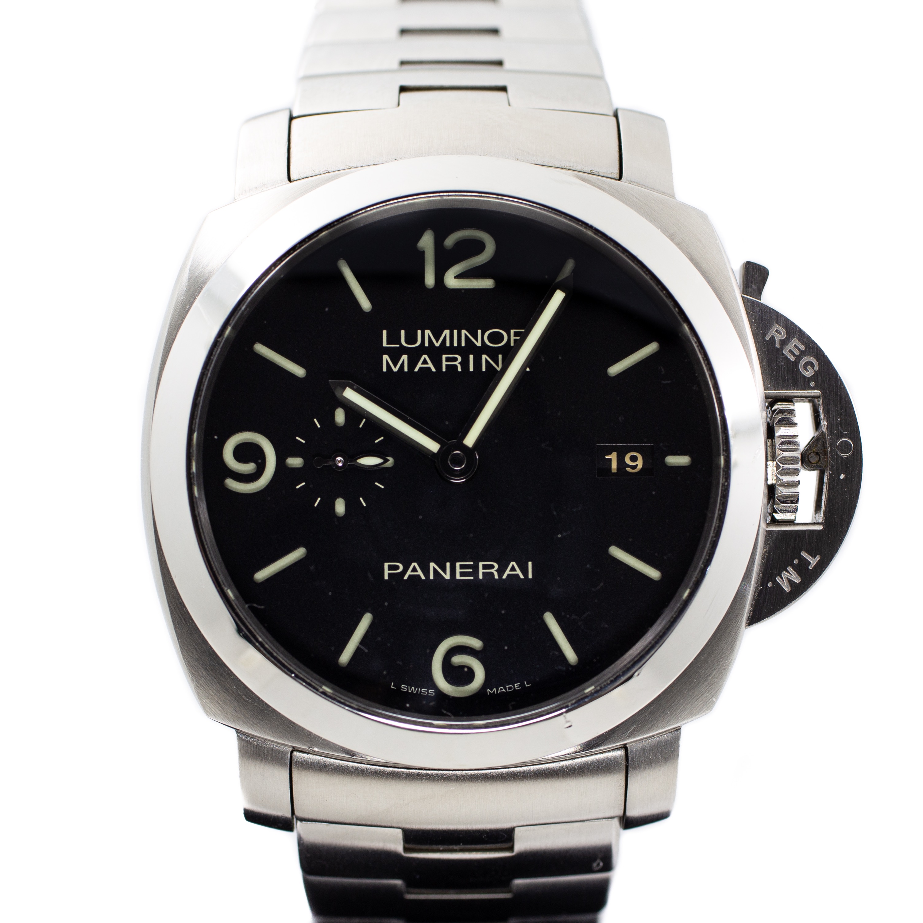 Preowned Panerai Luminor 1950 3 Days in Steel Bracelet PAM 328 Q