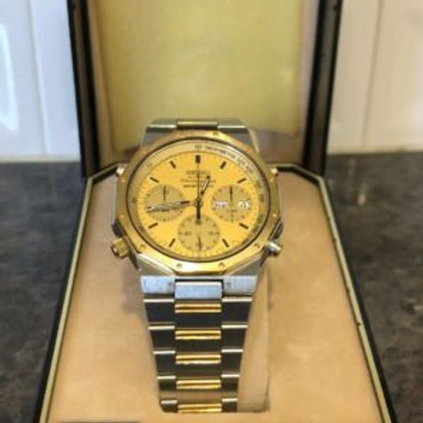 Vintage SEIKO Sports 100 Chronograph DUO TONE QUARTZ 7A38-702H W/ Watch Box  | WatchCharts