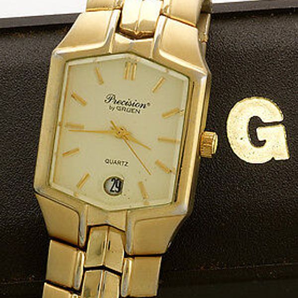 80s gold square Gruen watch