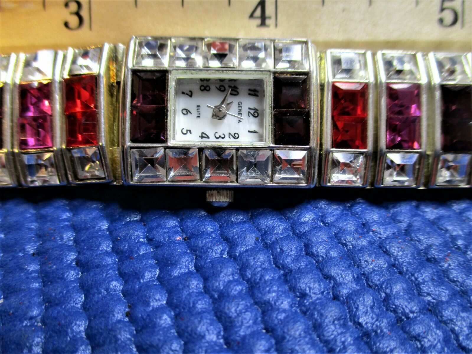 Vintage Geneva Elite Crystal-Accented Silver Watch untested Geneva Elite Womens Watch - Etsy main image 3