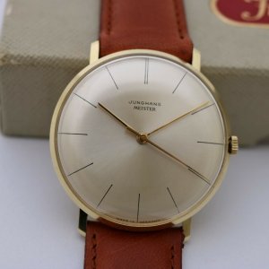 Vintage 14k Gold Junghans Meister Max Bill Manual Wind Dresswatch 