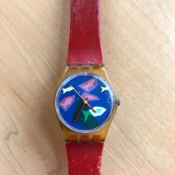 VINTAGE 80’s Fish Swatch Watch Fish Pink Yellow Green Blue Skeleton Red