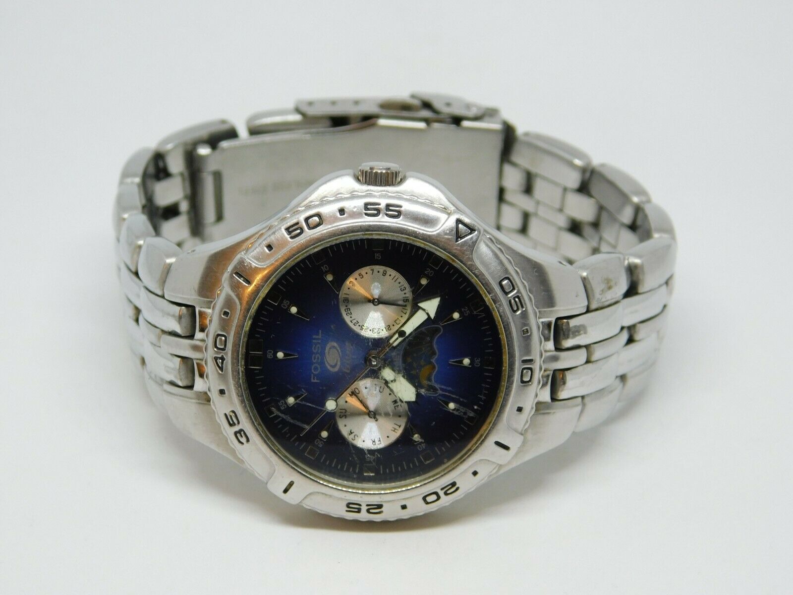 Fossil Blue BQ-9138 All Stainless Steel Quartz Analog Men