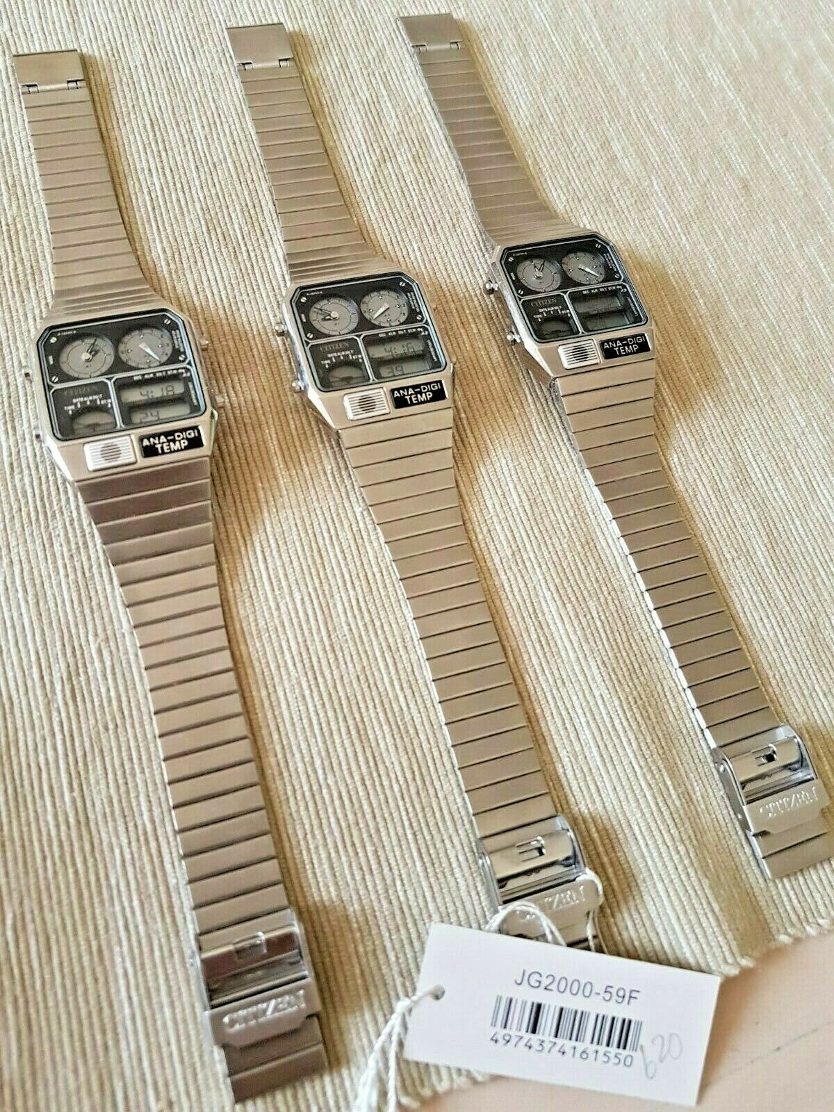 NOS Citizen Jg2000-59f Temperature Vintage Dualtime Analog Digital 