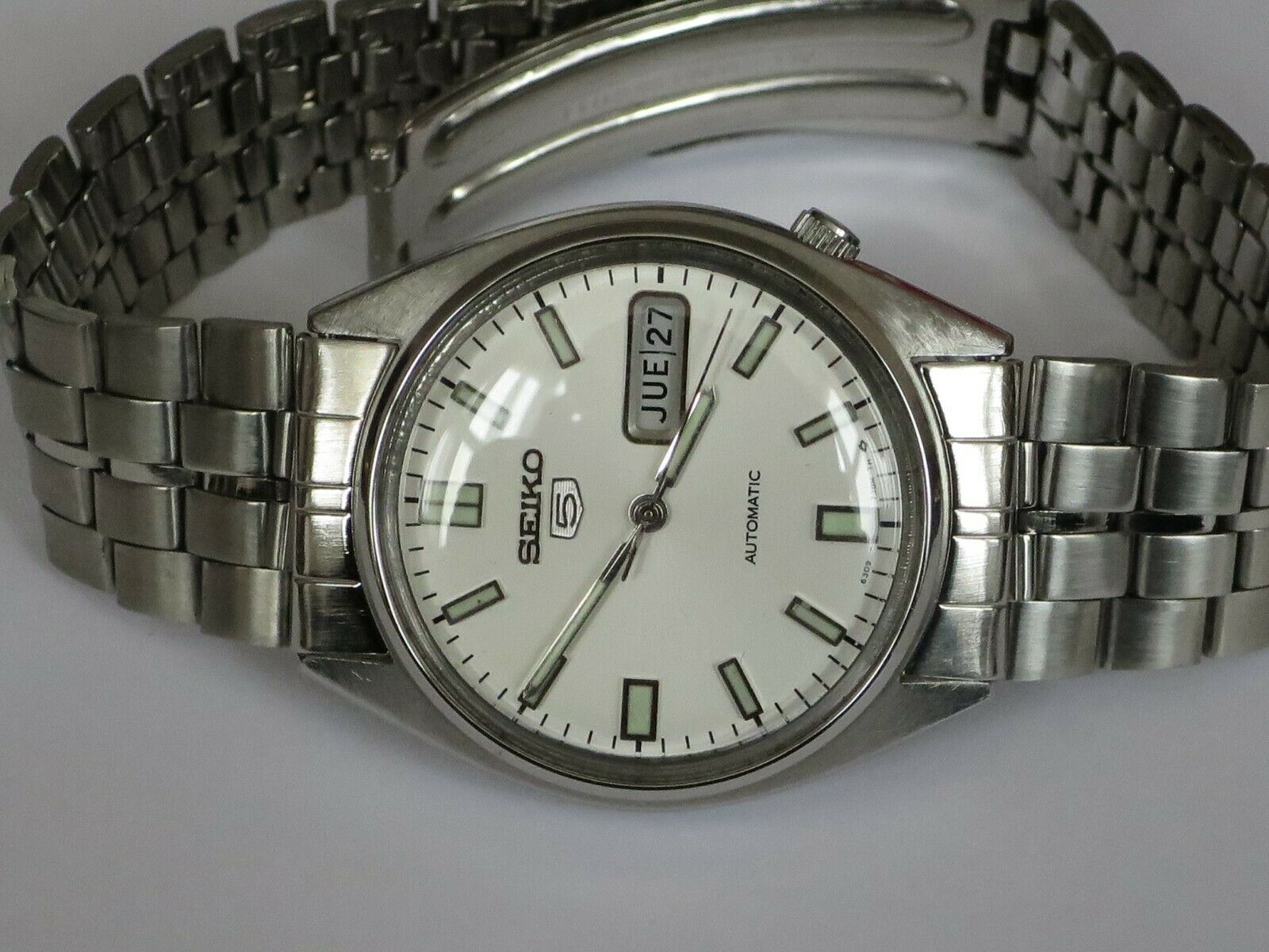 Vintage Seiko 5 Automatic Silver Face Day Date Ref 6309-7310 Spares Or ...