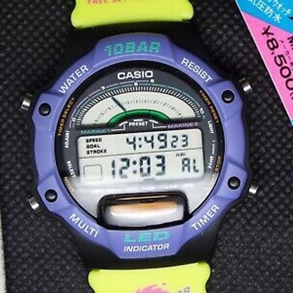 Rare Casio Vintage Digital Watch 1046 Mrt 100 Marine Gear Timer Nos Tag