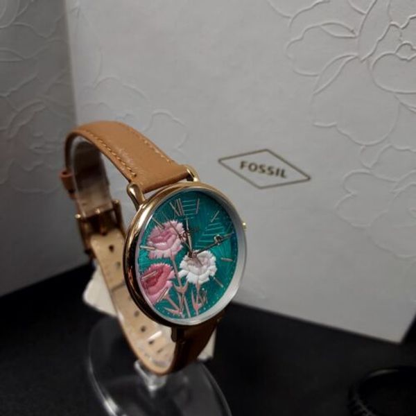 Fossil Adalyn Three Hand Date Ladies Watch Teal Leather Band Rose Gold Dial Fossil Adalyn Three Hand Date Ladies Watch Teal Leather Band  main image 4