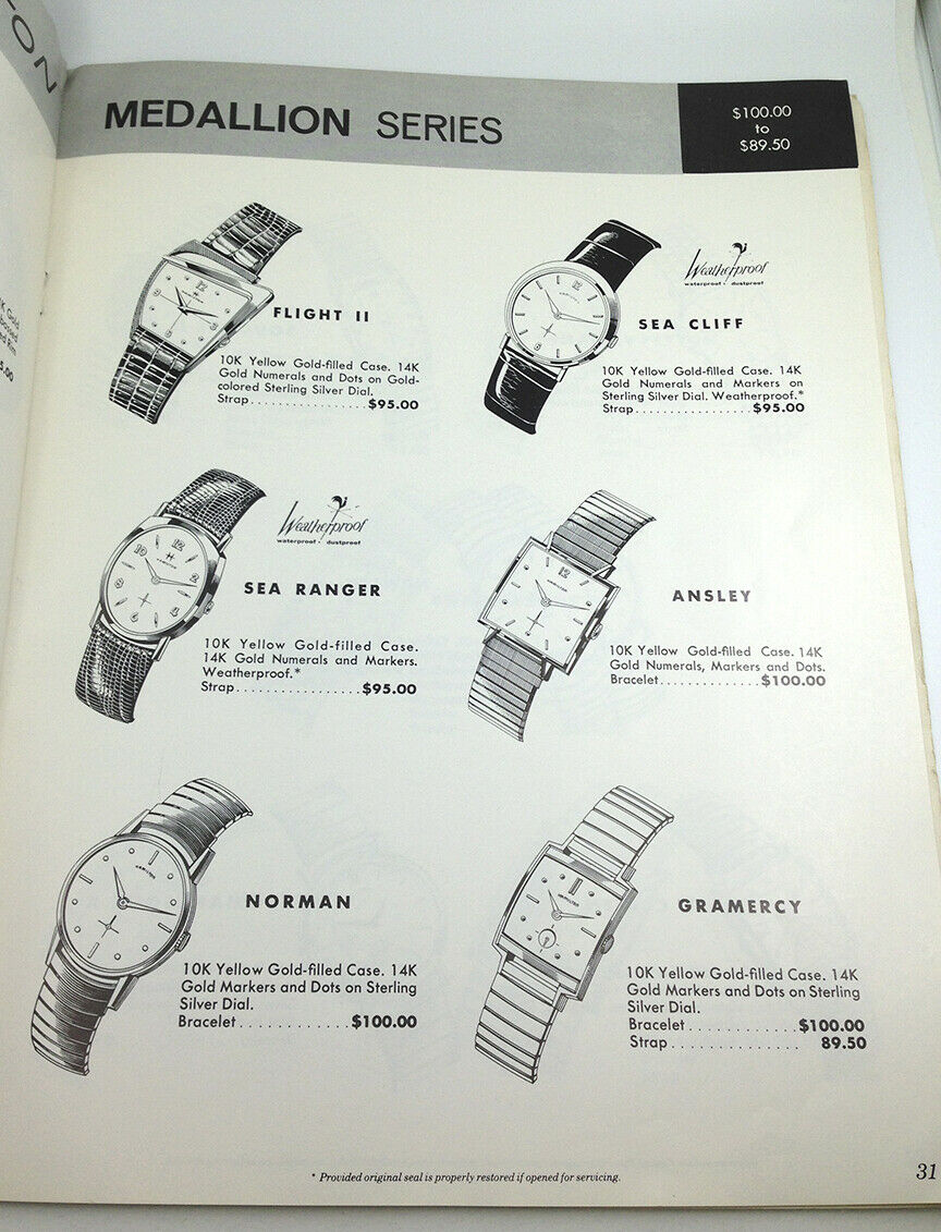 VINTAGE HAMILTON WATCH CATALOG 1960 1961 ELECTRIC POCKET FLIGHT II K 475 ETC WatchCharts Marketplace