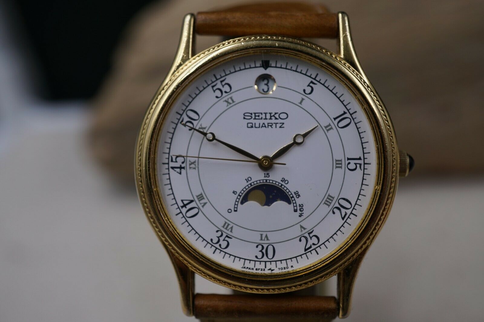 Rare Seiko Moon Phase Wristwatch with Date Window 6F22-7010 New  Battery,Working | WatchCharts