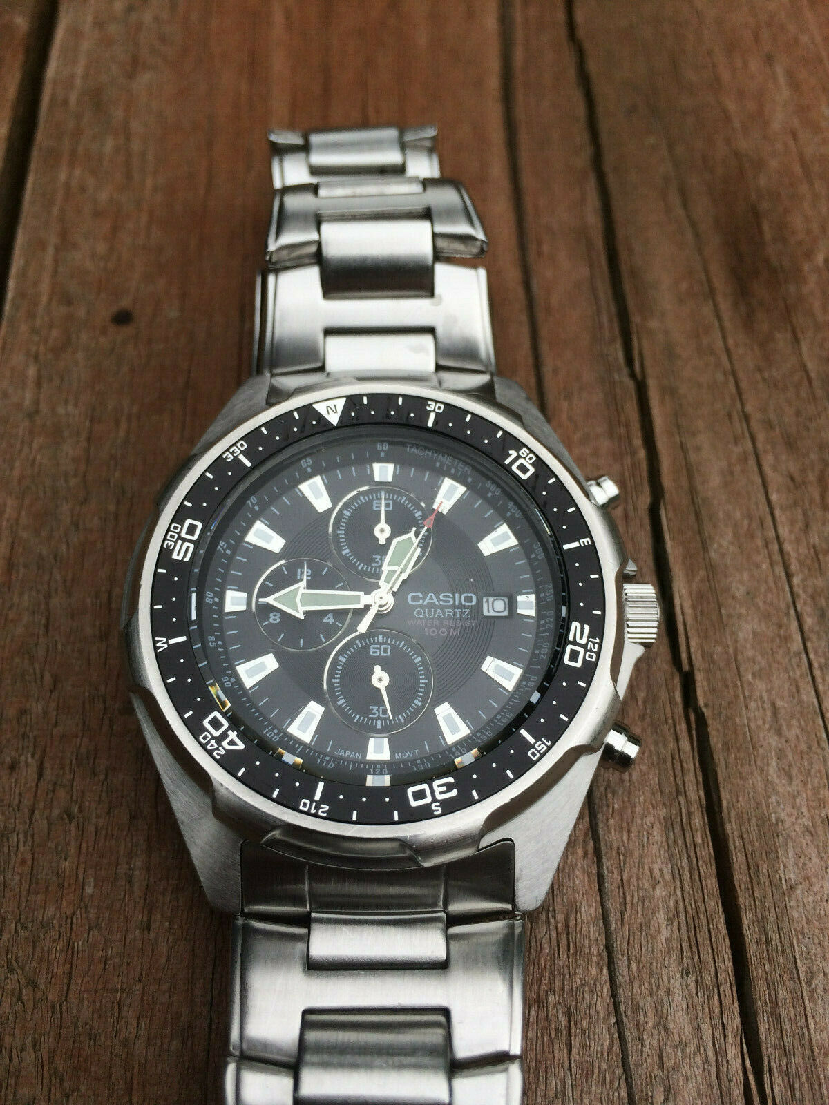 casio stainless steel chronograph watch