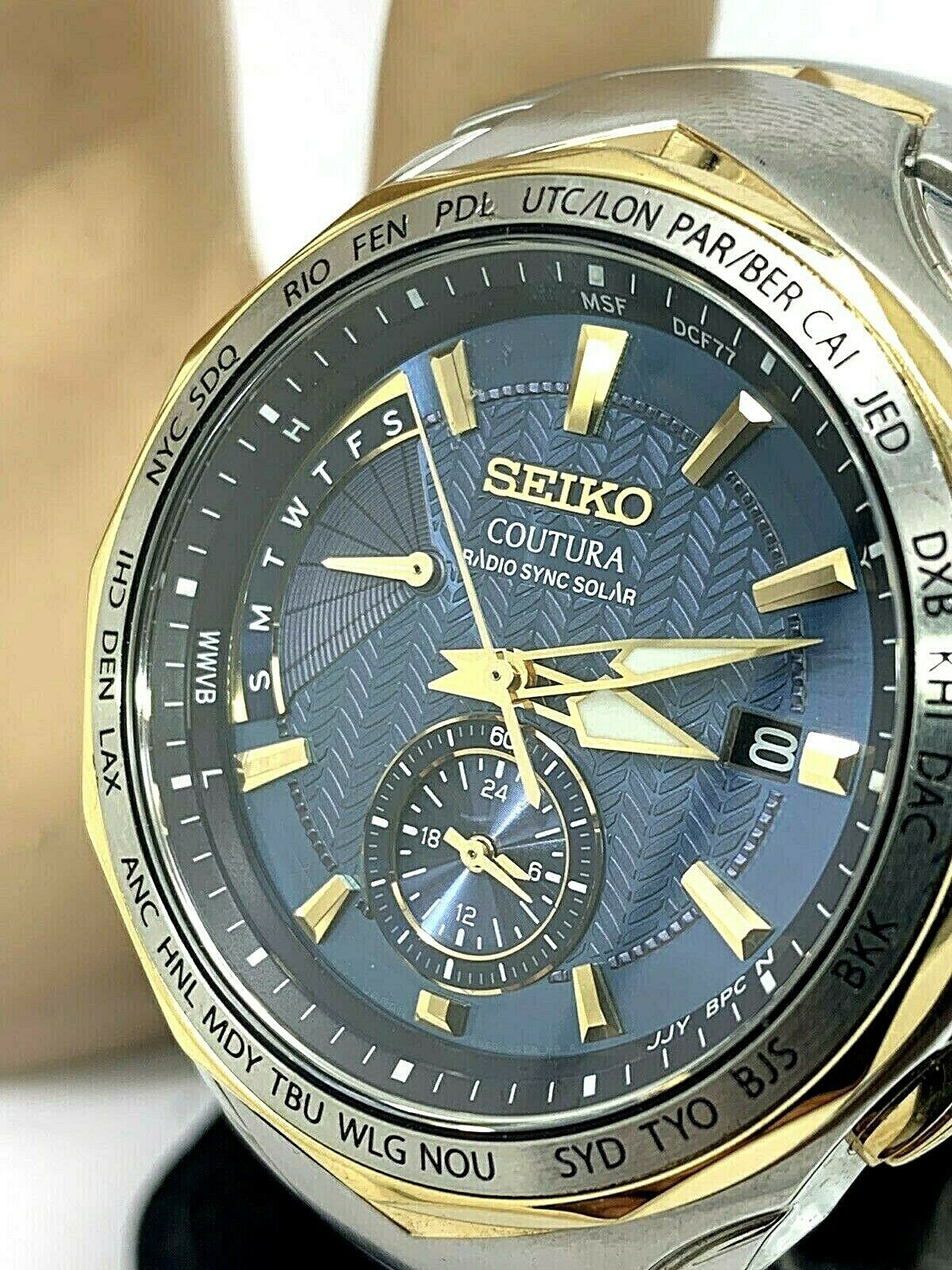 Seiko Coutura Radio Sync Solar Stainless Steel Two Tone Men's Watch SSG020  | WatchCharts