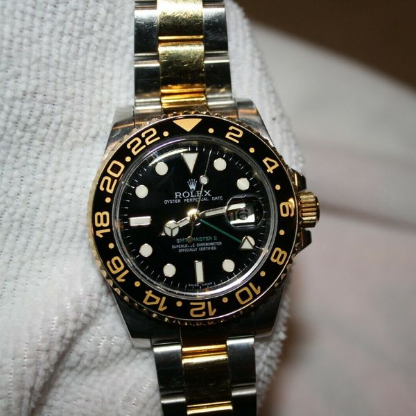 Rolex Men's GMT-Master II SS/18K Yellow Gold /Ceramic Bezel Beautiful ...