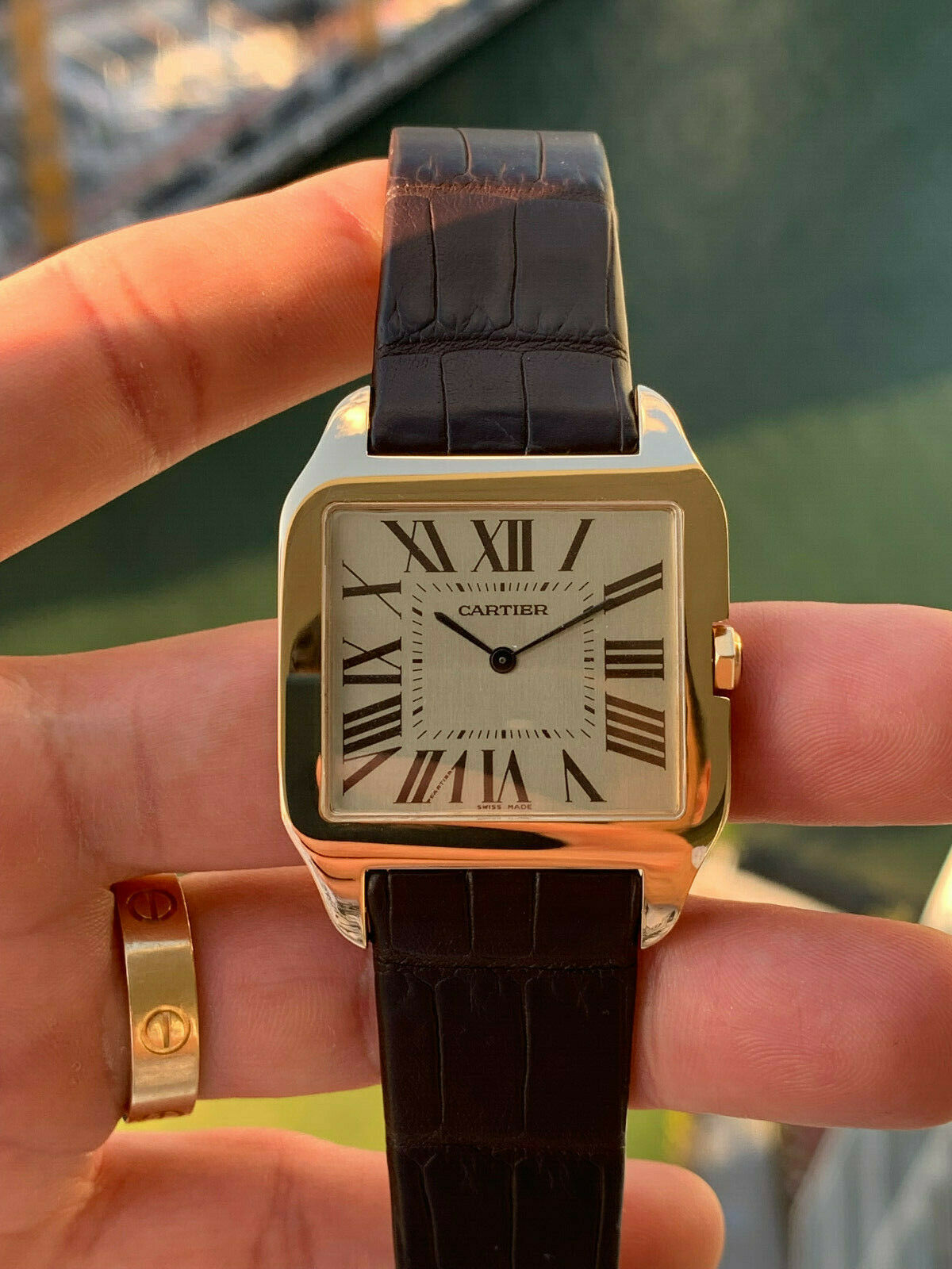 18k Yellow Gold Cartier Santos Dumont Full Size Mechanical 35MM