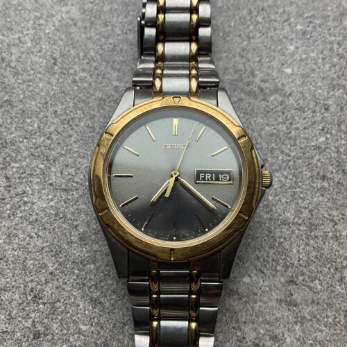 Vintage Men s Watch Seiko 7N43 6A09 Quartz Day Date Two Tone Case