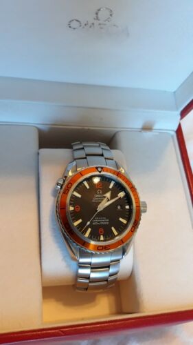 Omega Seamaster Planet Ocean 45 Xl Orange Bezel Mens Watch 2208 50