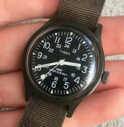 Rare Timex Military Field Vietnam Vintage Hand Wind Watch Camper