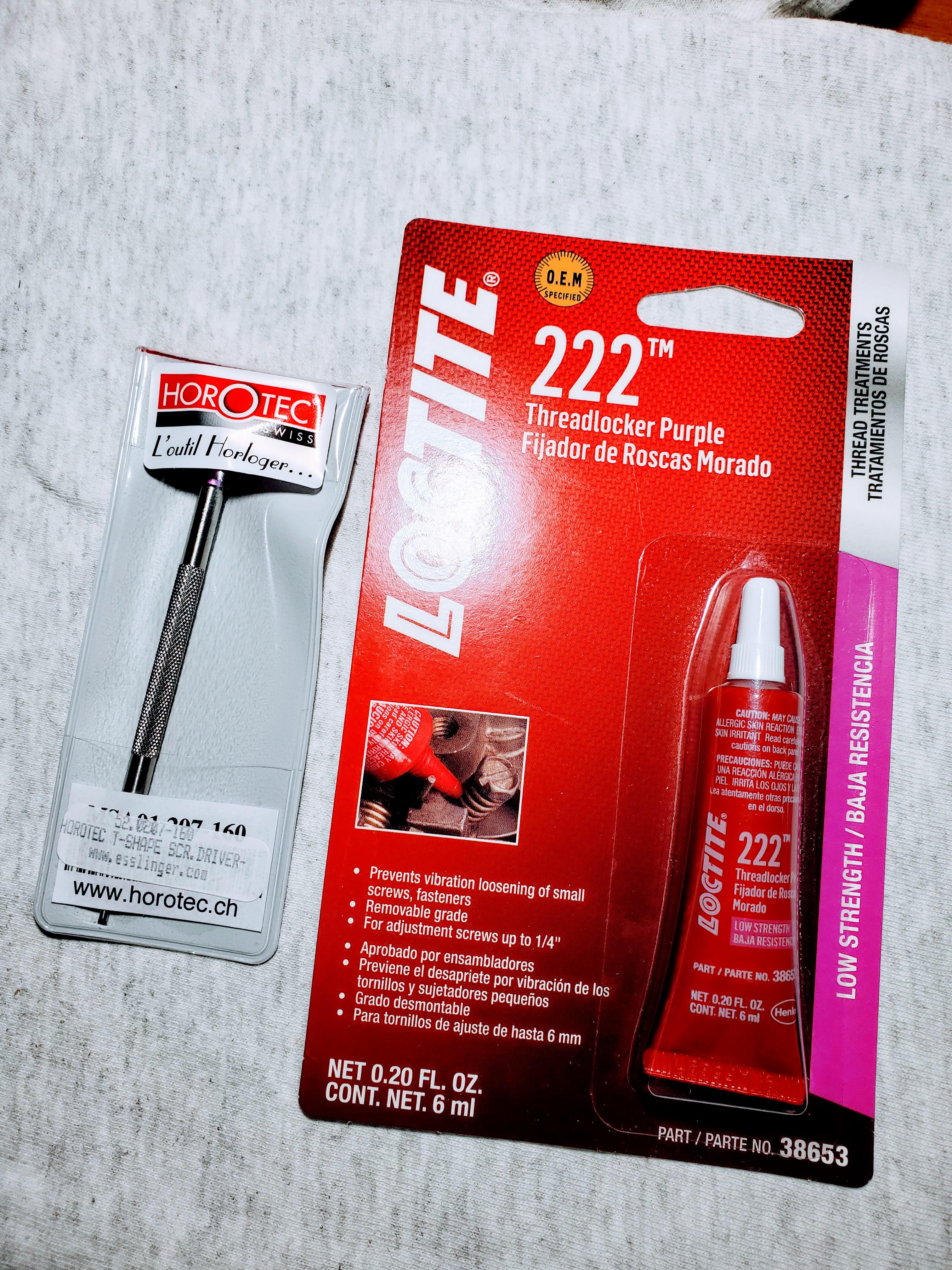 WTS Horotec 1.6mm T Shape Hollow Ground Screwdriver Loctite 222