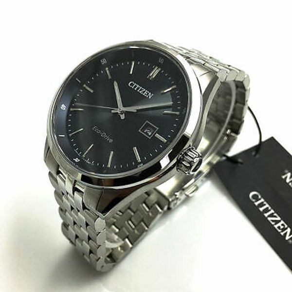 Citizen Eco Drive Black Dial Silver Steel Strap Watch For Men - BM7250-56E