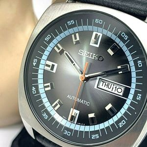 Seiko SNKN01 Men's Automatic Watch Black Blue Dial Day Date