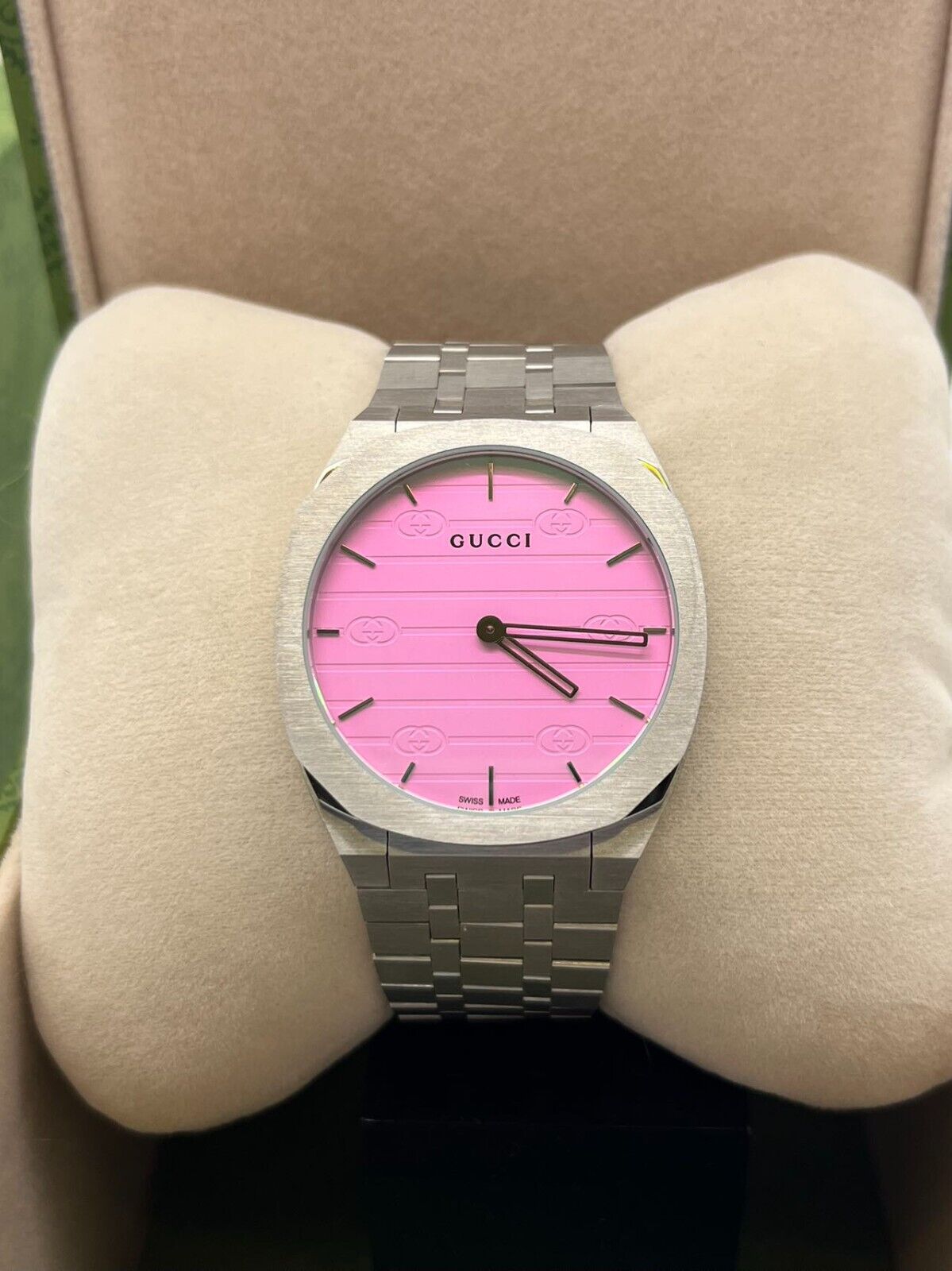 Gucci YA163410 25H Quartz Pink Dial 38 mm Stainless Steel Ladies